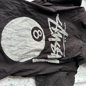 Stussy Black 8-ball graphic hooded long sleeve